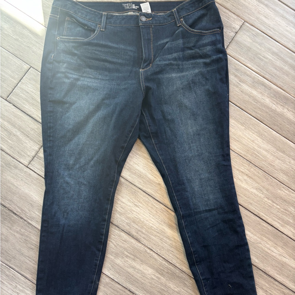 Time and Tru High Rise Skinny Jeans in Deep Blue
